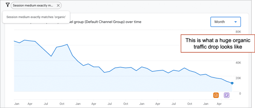 Drop in Google Traffic example
